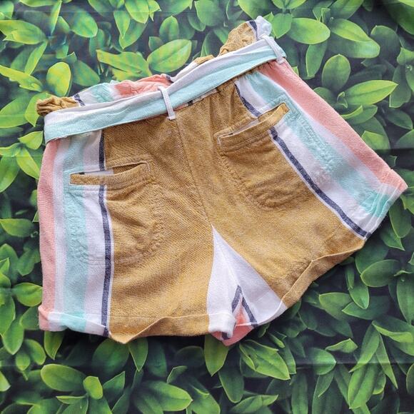 ripcurl Sunsetters Stripe Tied Belt Paperbag Waist Shorts size XS - Picture 2 of 11